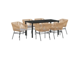 Conjunto 7 De Jantar De Jardim Vidaxl Com Almofadas Marrom Rattan Poliéster