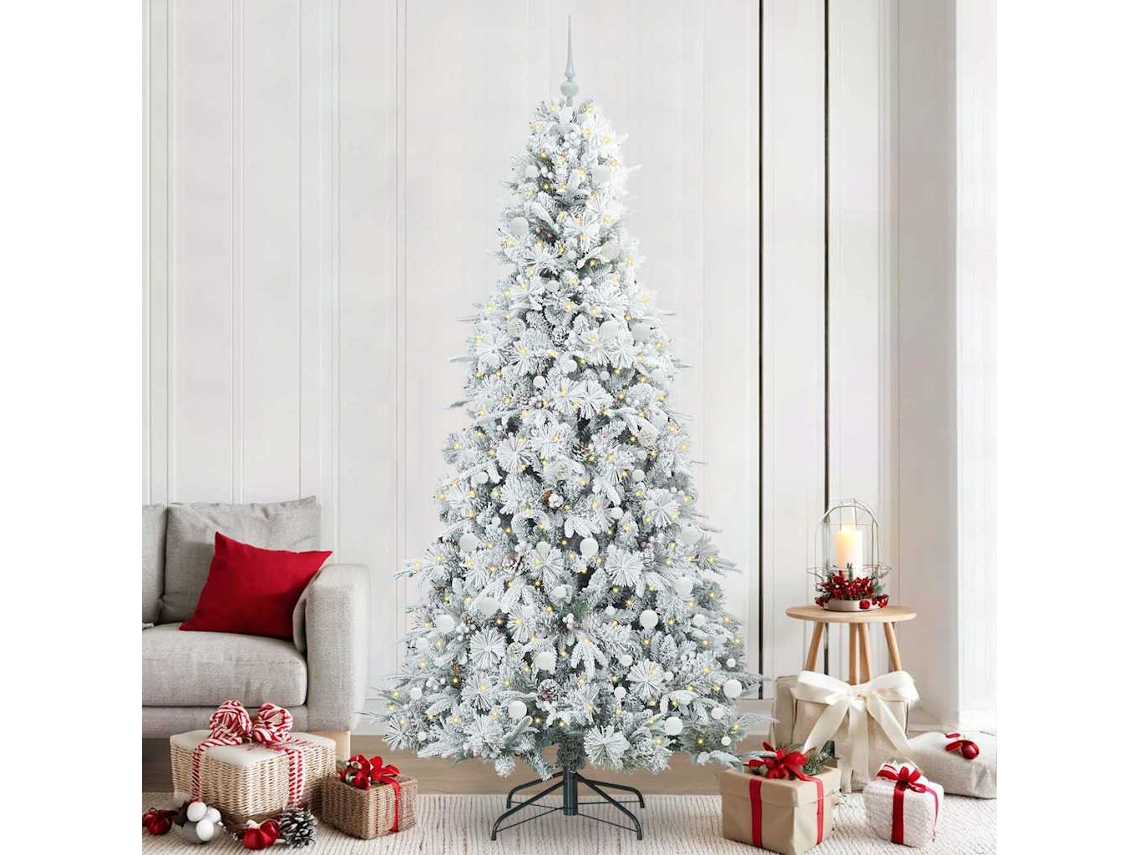 Vidaxl Árvore De Natal Articulada Artificial Branco 240 Cm Pe E Pvc