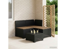 Vidaxl Sofá De Jardim 3 Lugares Com Almofadas Visual Rattan Pp