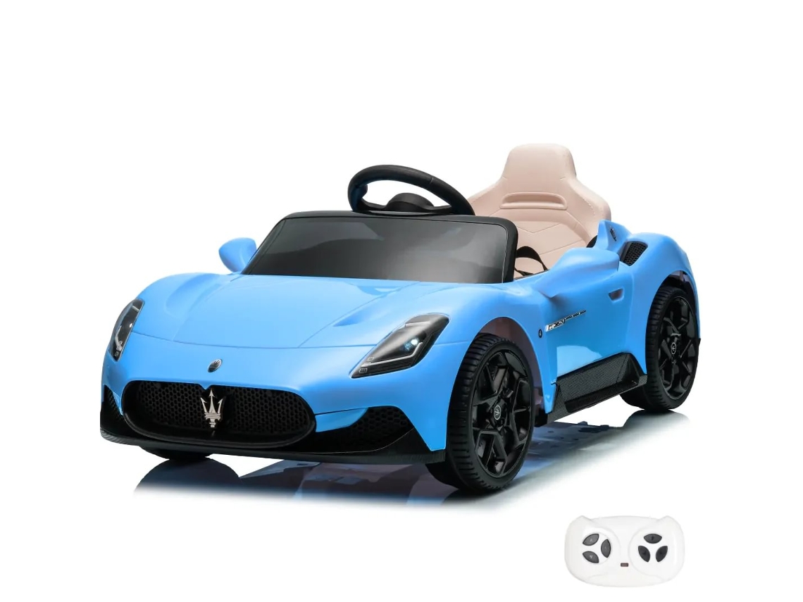 Maserati Grancabrio Carro Elétrico Infantil 12v 1 A 5 Anos – Descapotável De Luxo Com Banco Em Pele, Pneus Bluetooth &amp; Eva – Azul