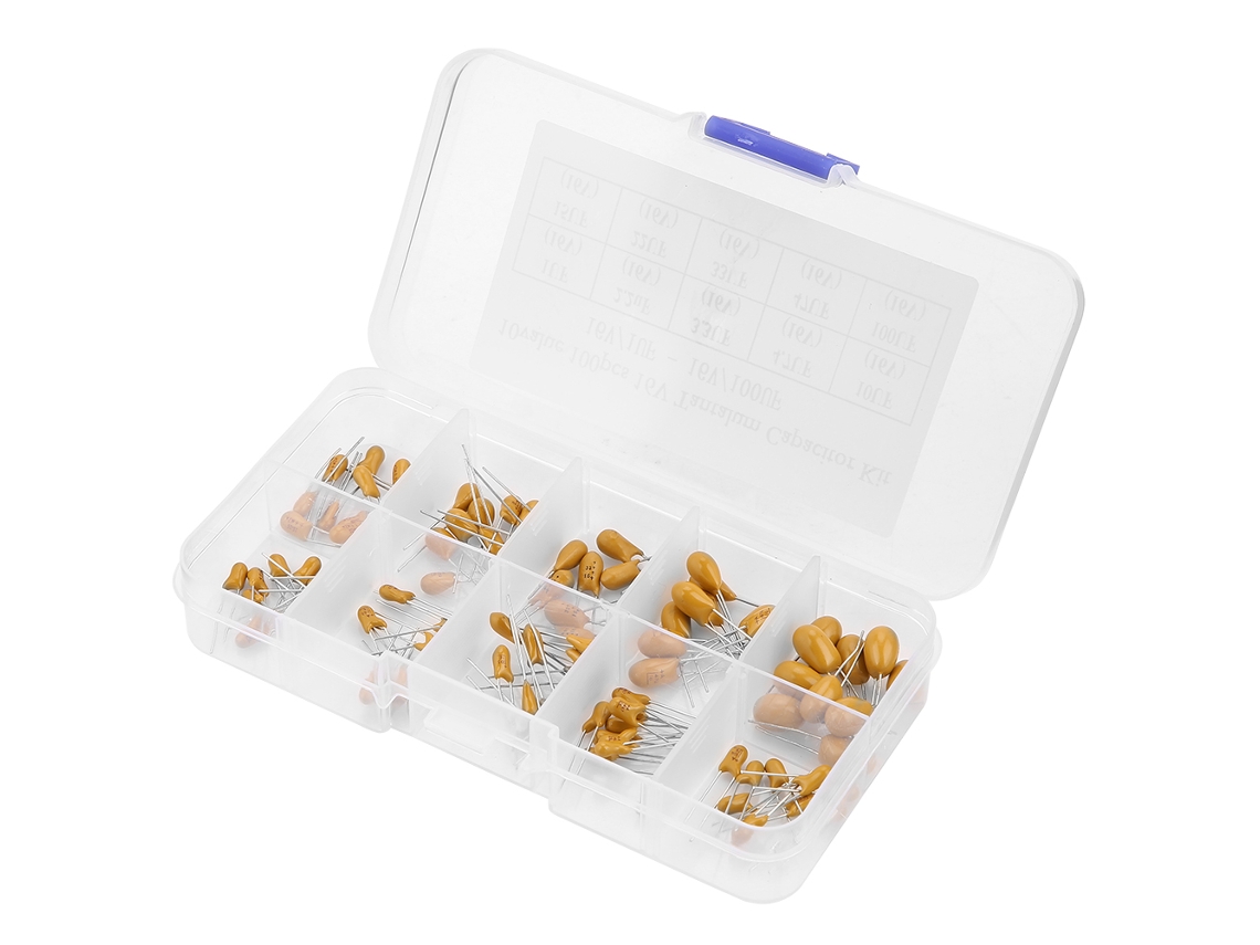 Kit com 100 Capacitores de Tântalo 1uF a 100uF