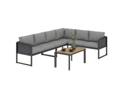 Móveis de jardim modulares para 6 pessoas com sofás, mesa de centro e almofadas escuro cinza | S/MARCA