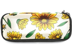 Estojo grande para lápis com estampa floral, organizador de potes, ideal para maquiagem.