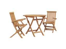 Conjunto 3 Móveis De Jantar Para Jardim Vidaxl Castanho Madeira De Acácia Maciça (85 X 85 X 76 Cm)