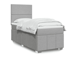 Vidaxl Cama Com Molas/colchão 90x190 Cm Tecido Cinzento-claro