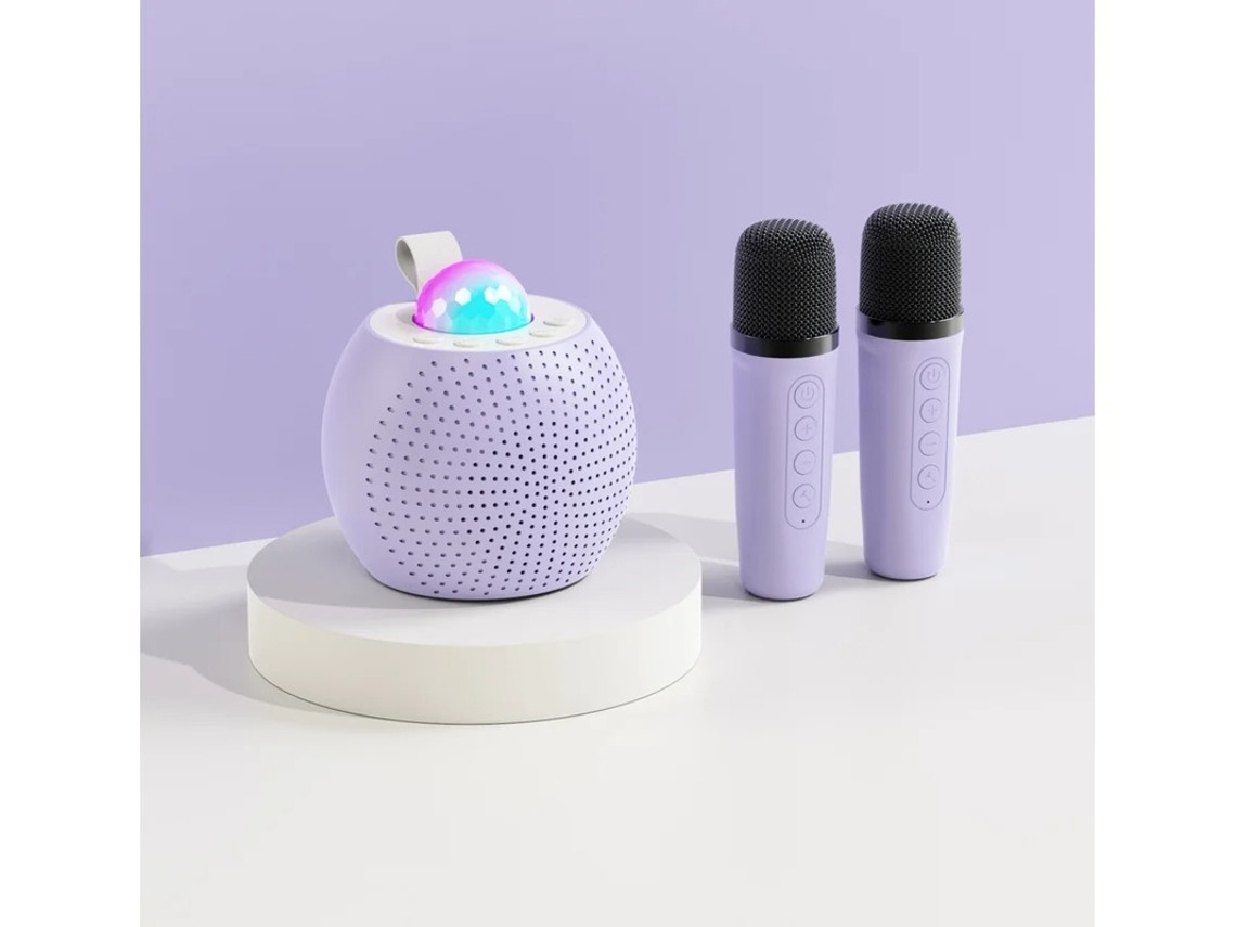 Máquina de karaokê portátil Yizhood Mini com Bluetooth, microfones duplos e projeção Starlight (vermelha)