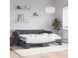 Vidaxl Sofá cama C/ Gavetão e Colchões 90x200cm Veludo Cinzento escuro