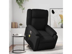 Vidaxl Poltrona Massagens Reclinável Elevatória Couro Artificial Preto
