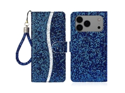 Capa De Couro Para Iphone 17 Pro Com Pó De Glitter