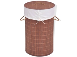 Vidaxl Cesto Redondo Para Roupa Suja Bambu Castanho