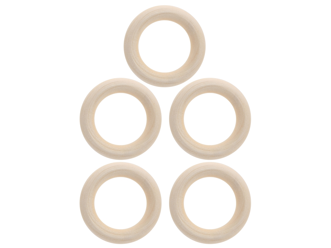 Mali 5pcs Anel de Dentição de Madeira Natural 60mm Circulos Branco Inacabado Diy para Bebê
