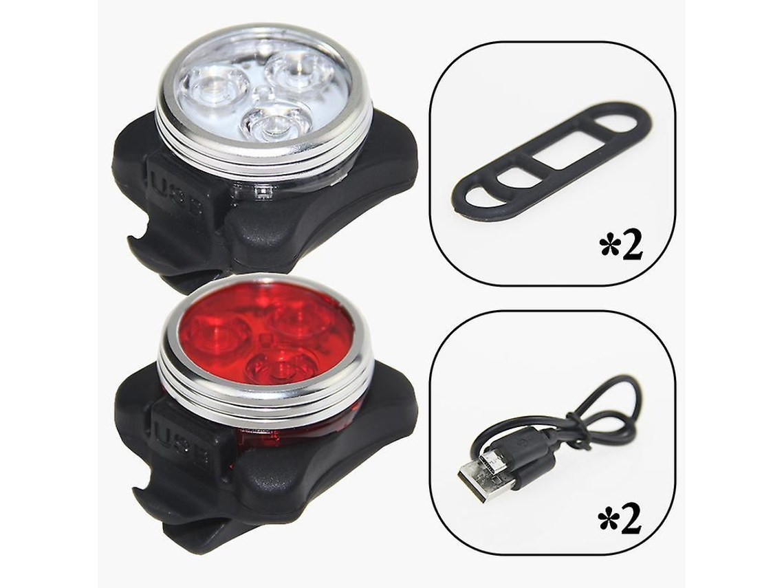 Kit de Luzes para Bicicleta Recargável USB: Farol e Luz Traseira Impermeáveis