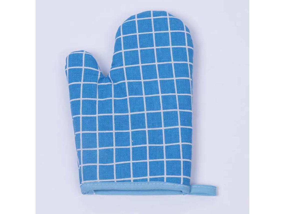 2 luvas de forno Nova Line de algodão e linho azul