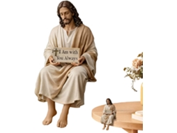 Pequena Estatueta Jesus Central Relaxante Resina Estátua Decorativa Escrivaninha Ideal Páscoa Natal GOKOCO