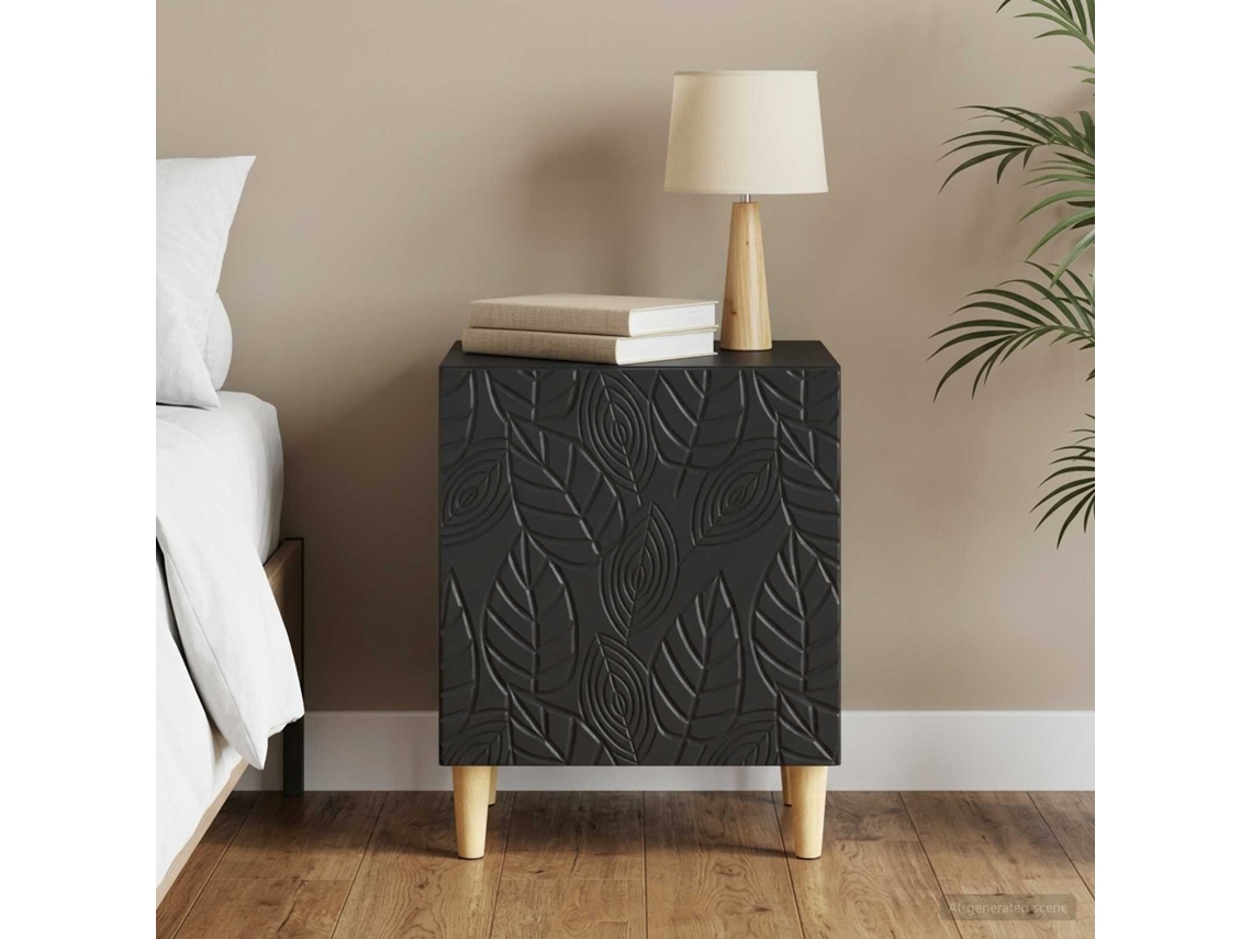Vidaxl Mesa-de-cabeceira Preto 43 X 34,5 X 50 Cm Derivados De Madeira