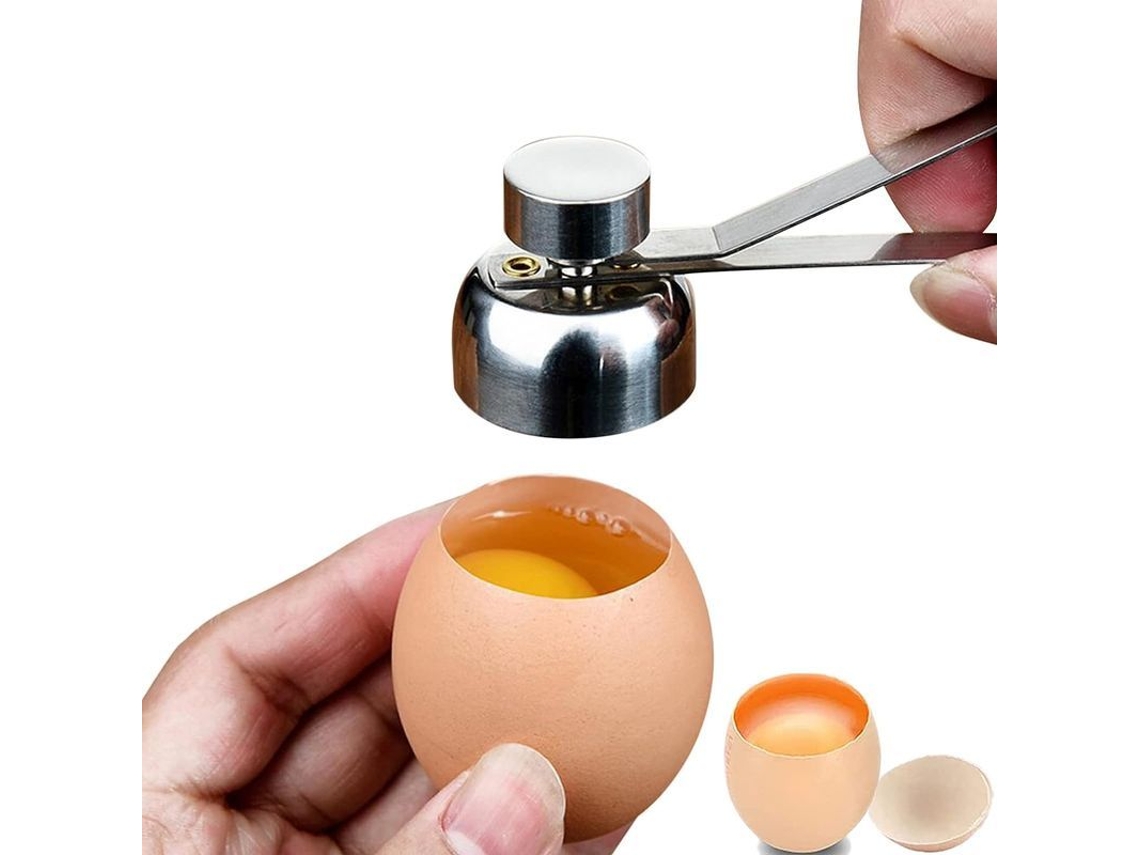 Ferramenta para quebrar ovos LINJOU, inox, portátil, com apoio e cortador de casca