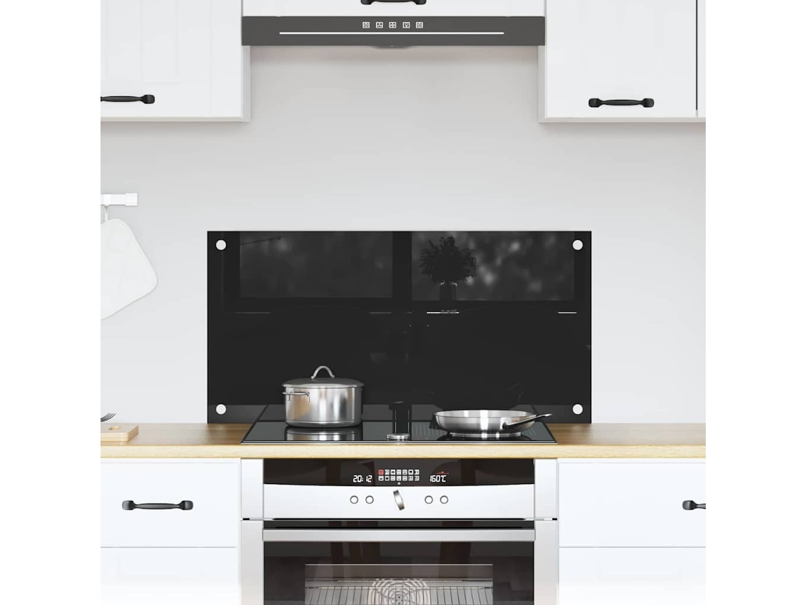 Vidaxl Painel De Cozinha Preto 80 X 40 Cm Vidro Temperado