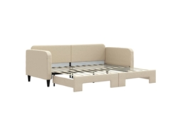 Sofá cama com Gavetão 90x200 Cm Tecido Cor Creme MAISON EXCLUSIVE