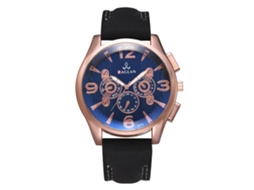 Relógio de Pulso Masculino de Quartzo com Pulseira de Couro Pu Mostrador Azul