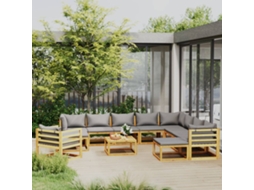 Vidaxl 12 Pcs Conjunto Lounge De Jardim Com Almofadões Acácia Maciça