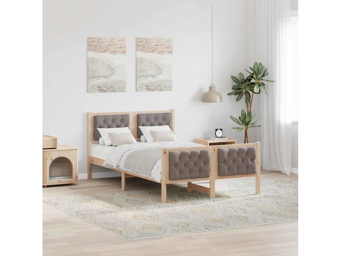 Vidaxl Estrutura Da Cama Cinzento-acastanhado 135 X 190 Cm