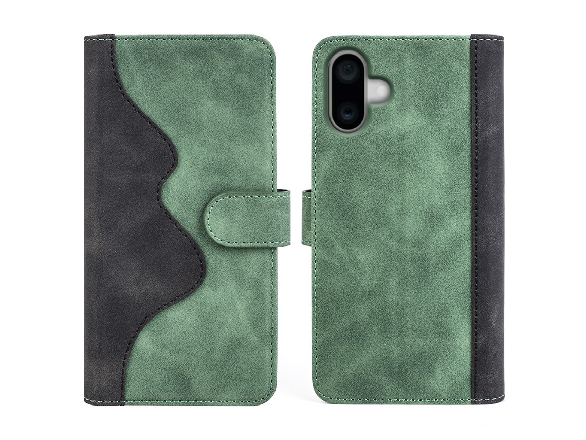 Capa Em Couro Pu Para Apple Iphone 16 - Verde