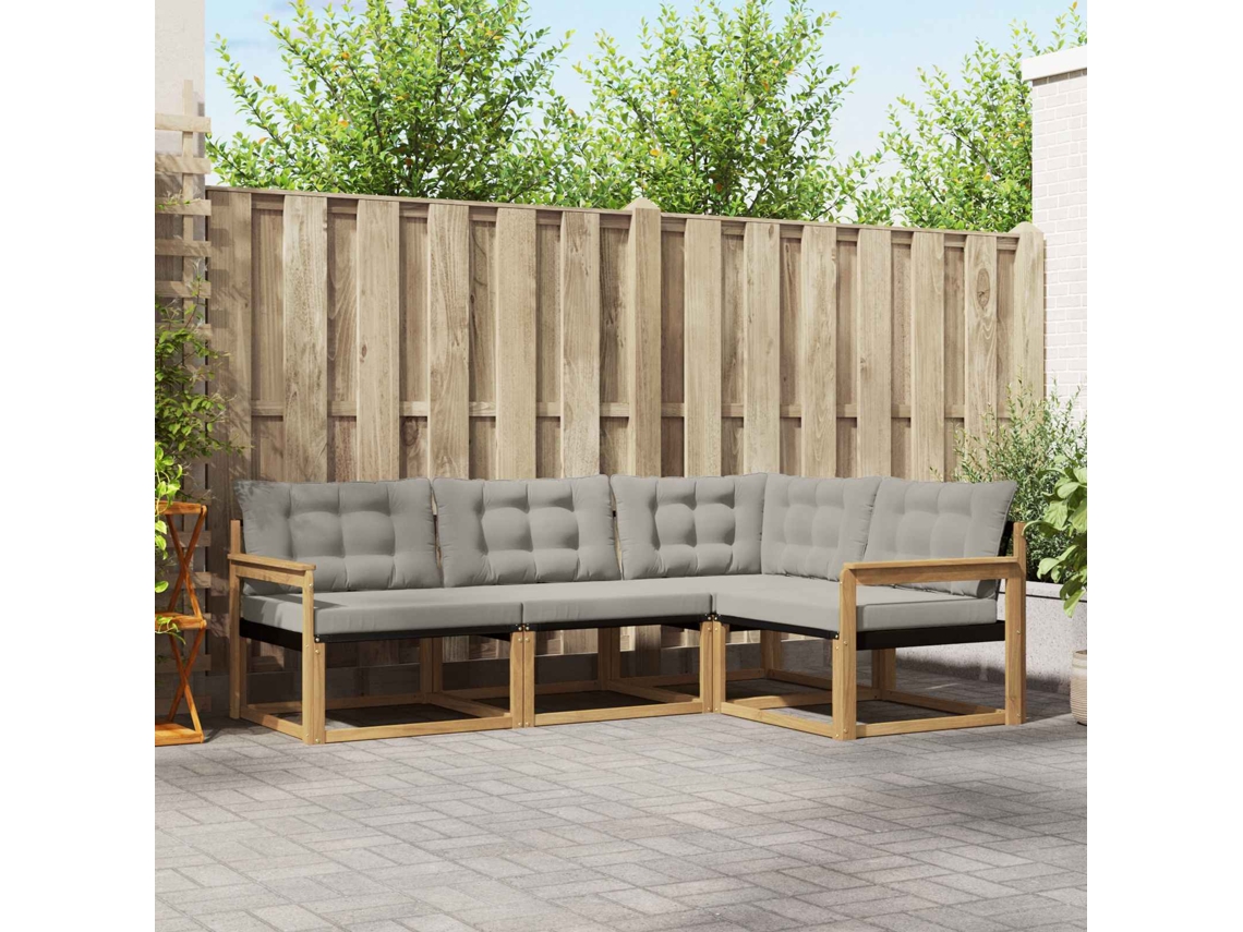 Vidaxl Conjunto De Sofás Para Exterior 4 Unid. Branco E Cinzento-claro
