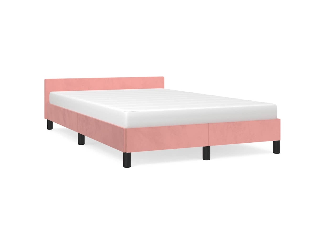 Estrutura de Cama com Cabeceira Veludo Rosa 120x200 cm MAISON EXCLUSIVE
