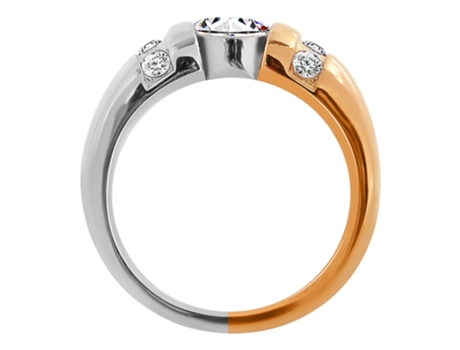 AKZENT Anel Feminino em Aço Inoxidável Bicolor  Tam.52  0409