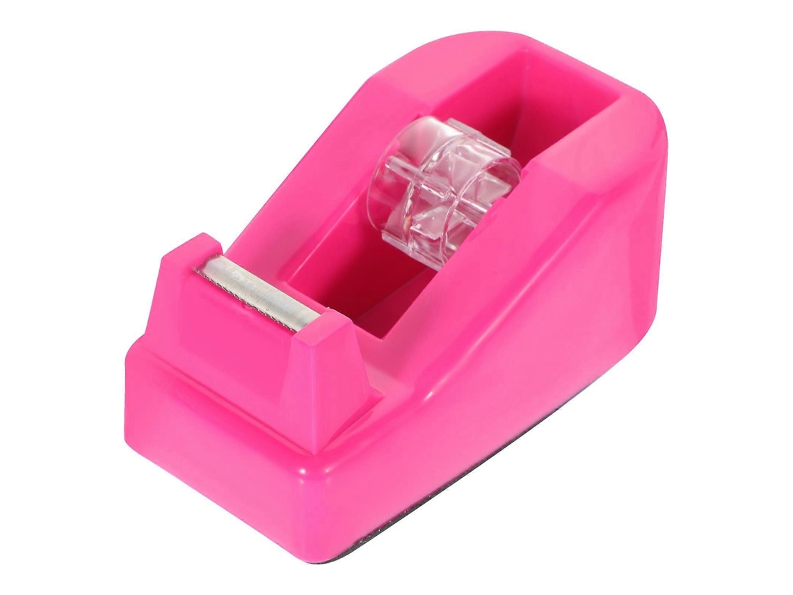 Dispensador de Fita Adesiva de Mesa Antiderrapante com Cortador de Fita, Suporte Portátil para Fita Adesiva, Cor Rosa. GOKOCO