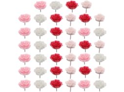 Amosfun 40 Tachinhas de Resina e Arame Aço em Formato Flor, Criativas Delicadas, Portáteis Resistentes À Defor