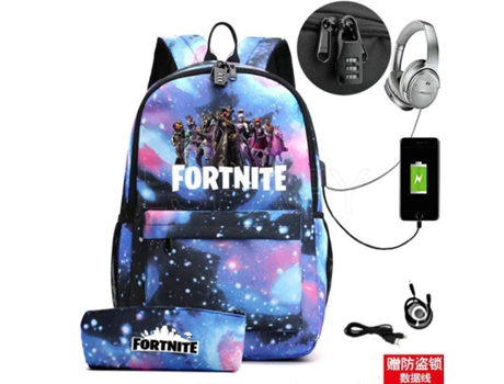Fortnite Mochila de Estudante Recarregável Usb para Impressão