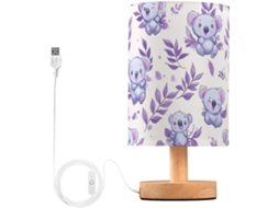 Abajur De Cabeceira Kcldeci Com Coala E Folhas Roxas, Ideal Para Quarto, Estilo Fazenda, Mesa De Cabeceira, Sala De