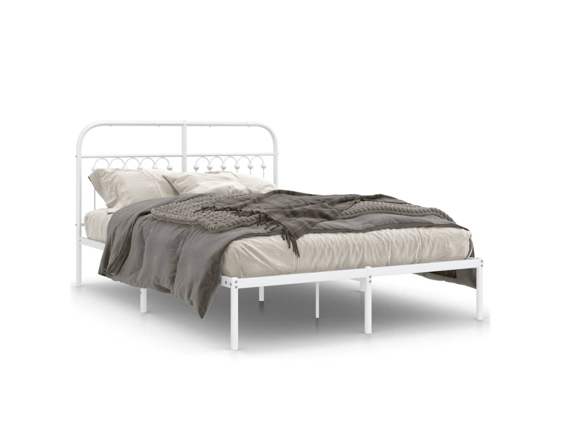 Bed Frame, Bed Frames Vidaxl Branco Aço (135 X 190 Cm)