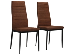 Vidaxl Cadeiras De Jantar 2 Pcs Tecido Castanho