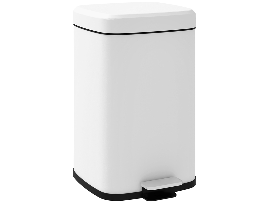Lixeira de cozinha, 12l, com pedal, tampa, balde removível, branca, S/MARCA