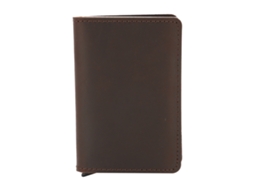 Carteira Slim para Cartões de Crédito com Clip de Dinheiro Metal Homens Presente Café Escuro