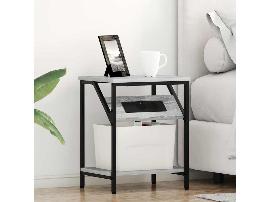 Vidaxl Armário De Cabeceira Cinza Sonoma 38 X 30 X 48 Cm