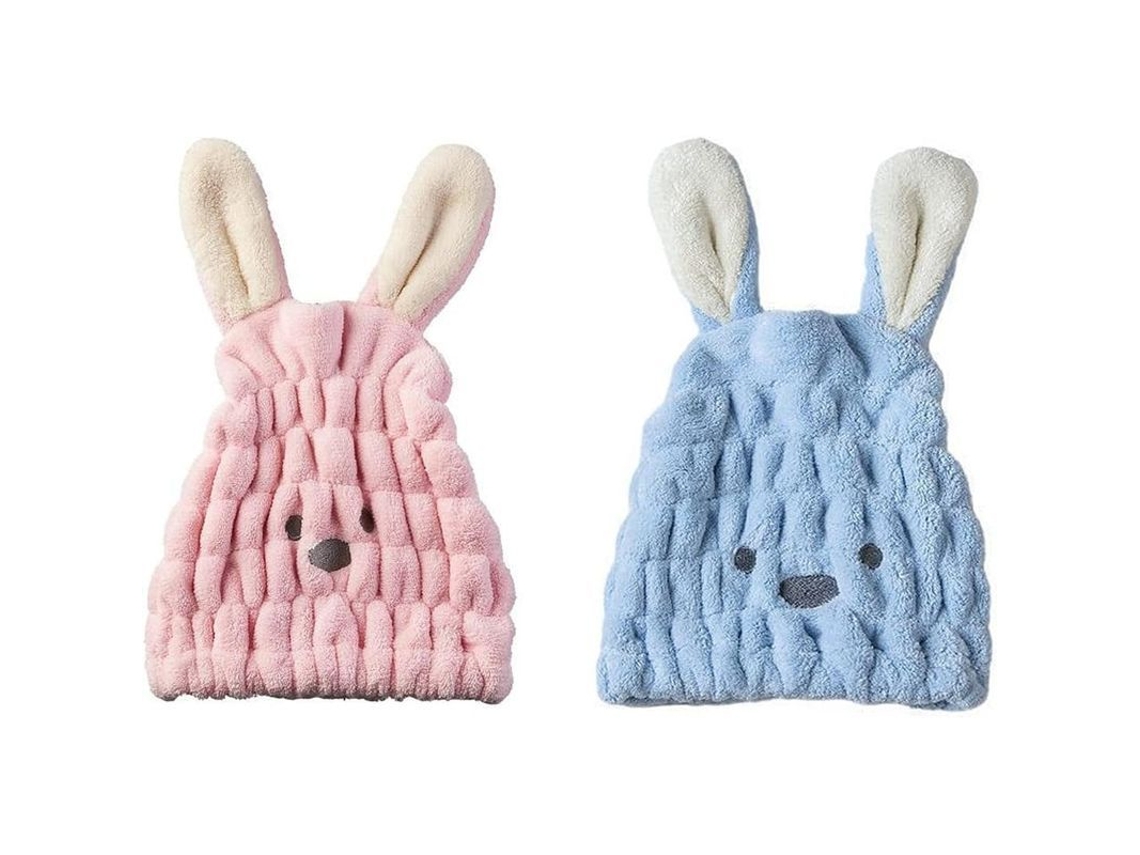 2 Gorros De Secado Rápido Em Microfibra Com Orelhas De Coelho Para Gato Absorvente Para Banho