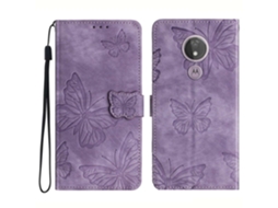 Capa Tipo Carteira Em Couro Pu Com Toque De E Relevo Para Motorola Moto G7 Power