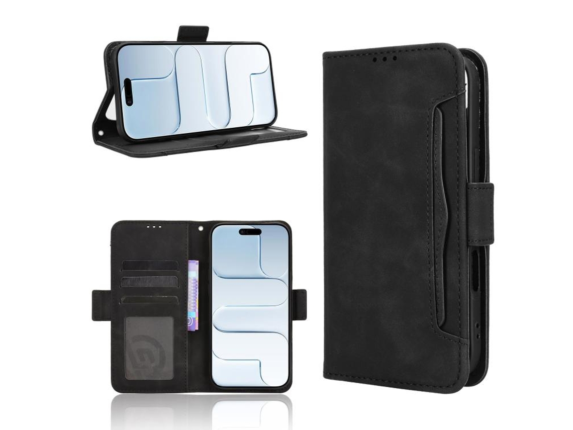 Capa De Couro Genuíno Retro Para Iphone Air - Textura De Pele De Bezerro - Compartimento Multifunções Para Cartões