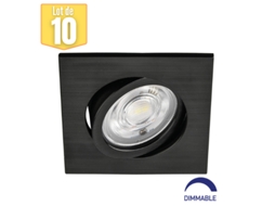 Conjunto de 10 Pontos de Led Construídos -In 3En1 Black Square 7W Ip20 Dimmable BRAYTRON