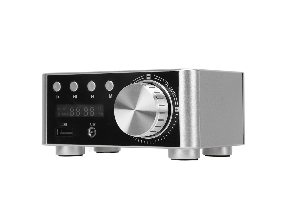 Amplificador Bluetooth Prateado Mini Amplificador Digital Bluetooth 5.0 Amplificador De Áudio Estéreo Hifi Classe D Receptor Sem Fio