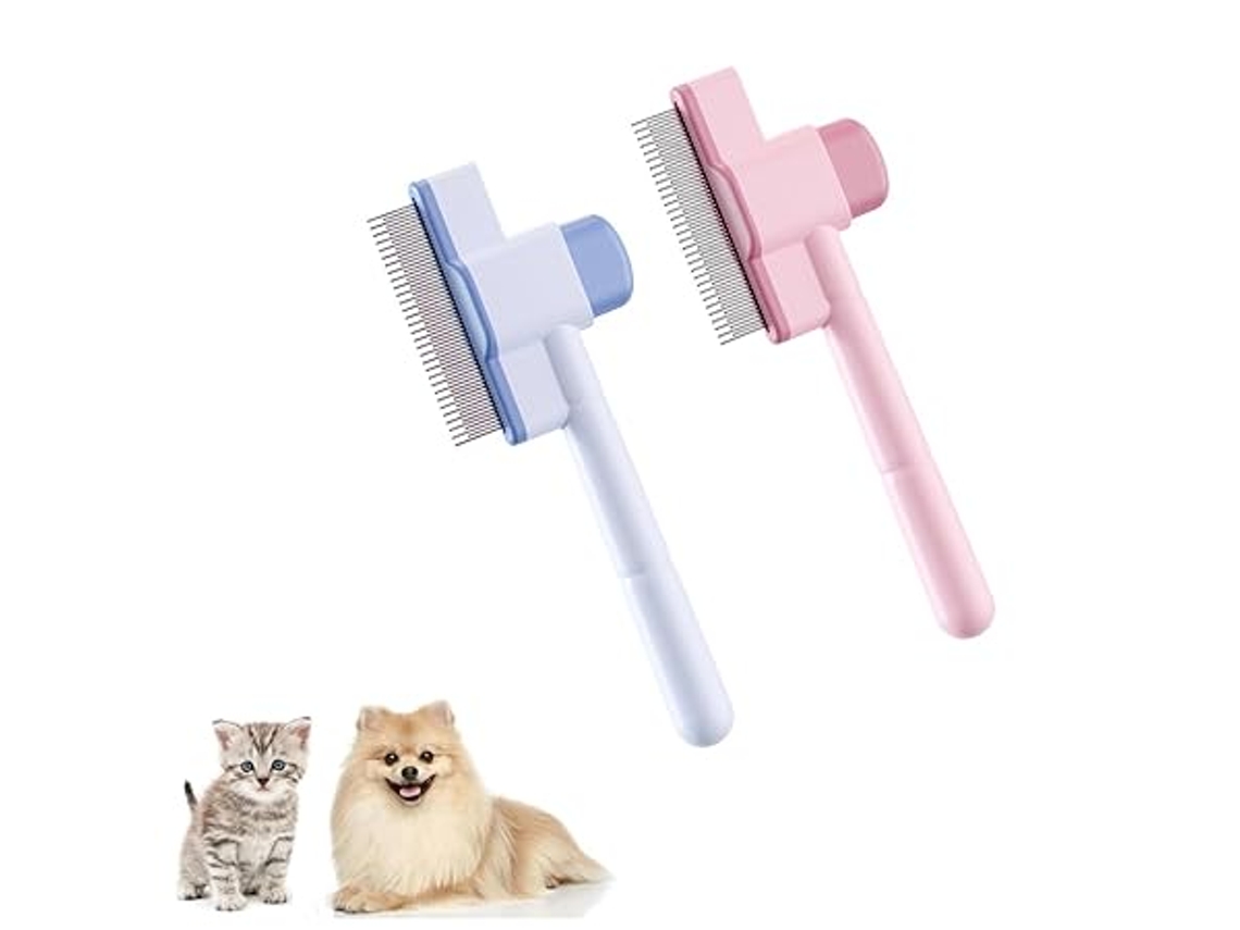 Pente Auto limpeza para Remoção de Pulgas e Escova para Animais de Estimação, com Botão de Liberação, Adequado para Cães Gatos, Limpeza Pro STELASPLEN
