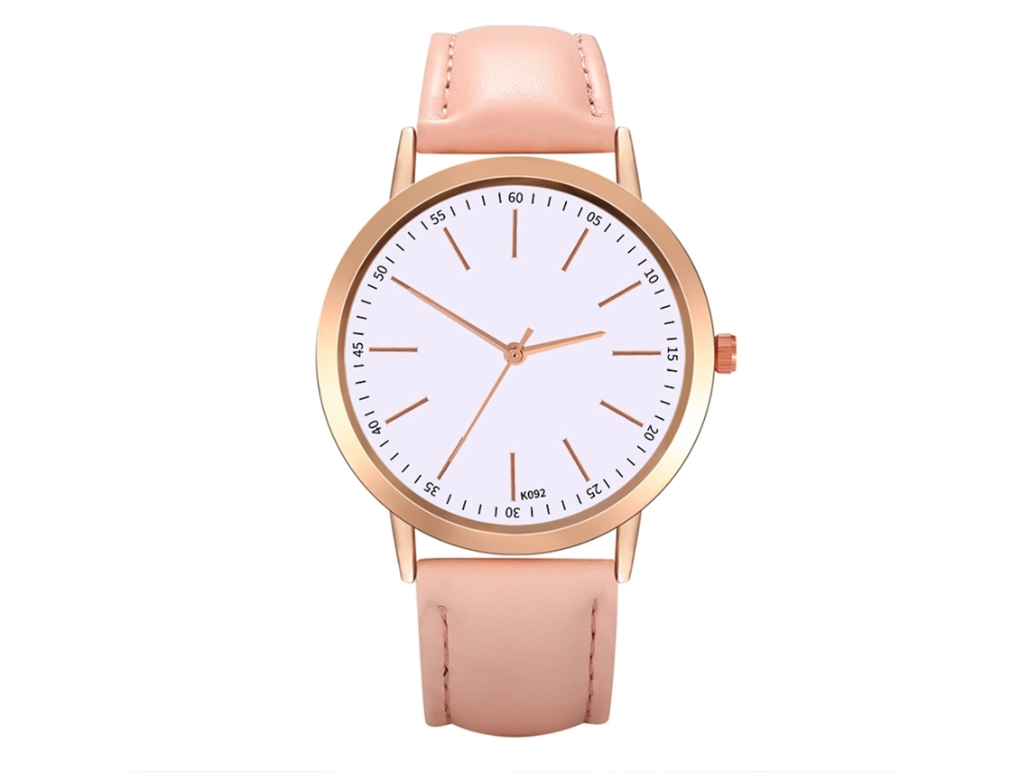 Reloj De Pulsera De Aleación Moda Dial Redondo Analógico De Cuarzo Rosa Para Mujer Y Hombre