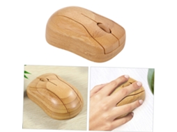 Mouse De Bambu Óptico Sem Fio Com Ajuste De 3 Velocidades E Programação De Macro Com Receptor Usb