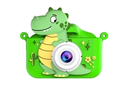 Câmera Dupla Hd Infantil de Desenho Animado YUNZII (dinossauro Verde de Alta Definição, Cartão de Memória Não Incluído)