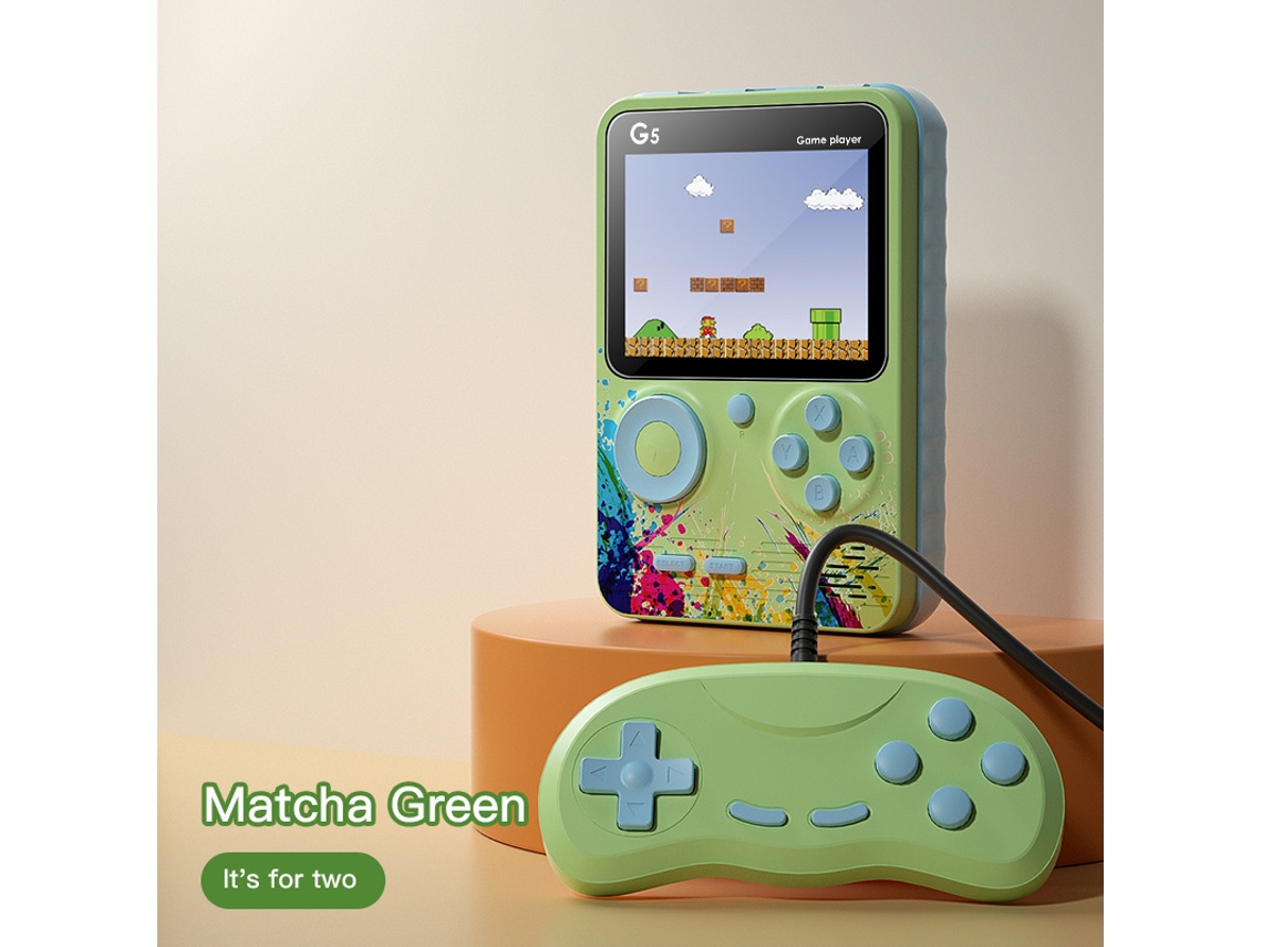 Consola De Jogos Portátil G5, 500 Jogos Clássicos Em 1, Conectividade Com Tv, Bateria Recarregável G5 Dois Jogador Sfushos (verde)