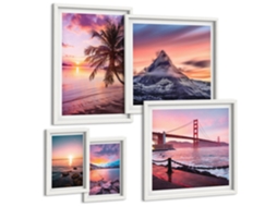 Conjunto De Pinturas Rosas Champanhe, Fundo De Mármore Moldura Branca Imagens Para Um Quarto Infantil Espelharte (conjunto De 5 Imagens)