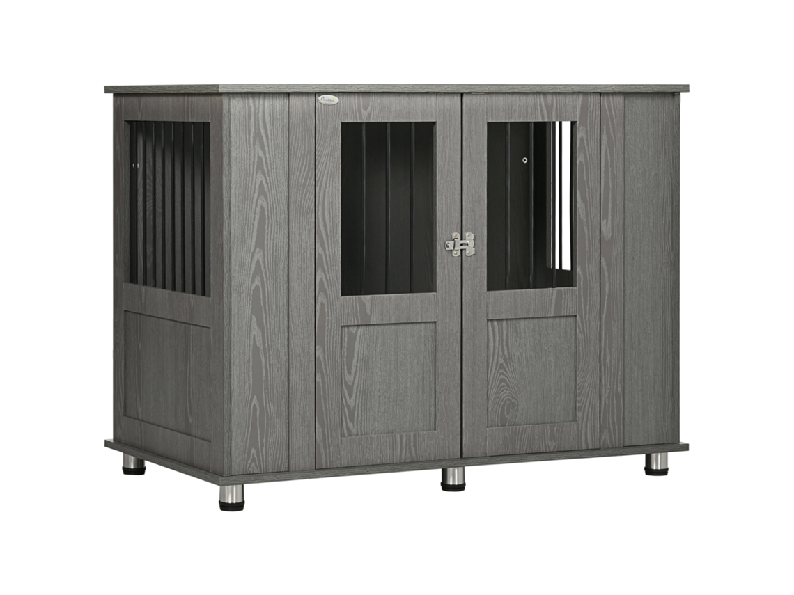 Gaiola Para Cães Em Casa, Canil Cinza Com Trava, Porta Magnética E Janela, Ideal Para Cães Extra Grandes.